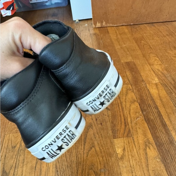Converse All Star High Tops Black Leather 6 - Picture 4 of 6
